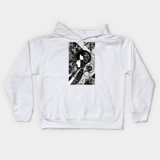 Abstract Art Deco Woman Profile Mostly Black and White Kids Hoodie